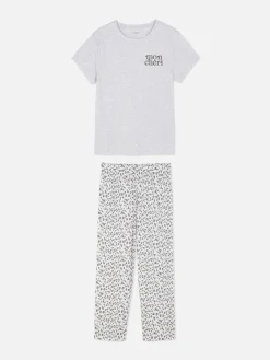 Schlafanzüge|Primark Kurzarm-Schlafanzug Aus Jersey Mit Grafik Grau meliert