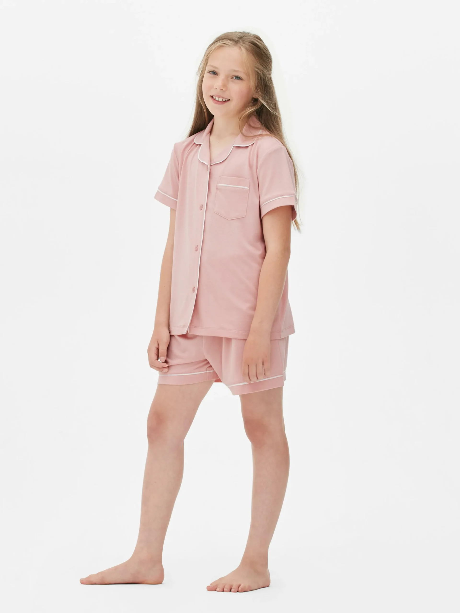 Schlafanzüge Und Nachtwäsche|Primark Kurzer Schlafanzug Mit Knopfleiste Rosa