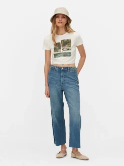 Tops Und T-Shirts|Primark Kurzes „Claude Monet“ T-Shirt Mit Grafik Elfenbeinfarben