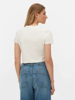 Tops Und T-Shirts|Primark Kurzes „Claude Monet“ T-Shirt Mit Grafik Elfenbeinfarben