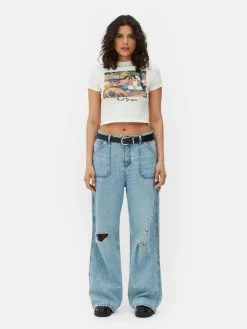 Grafik-T-Shirts Und -Sweatshirts|Tops Und T-Shirts|Primark Kurzes, Geripptes „Paul Gauguin“ T-Shirt Weiß