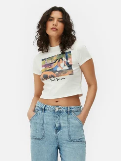 Grafik-T-Shirts Und -Sweatshirts|Tops Und T-Shirts|Primark Kurzes, Geripptes „Paul Gauguin“ T-Shirt Weiß