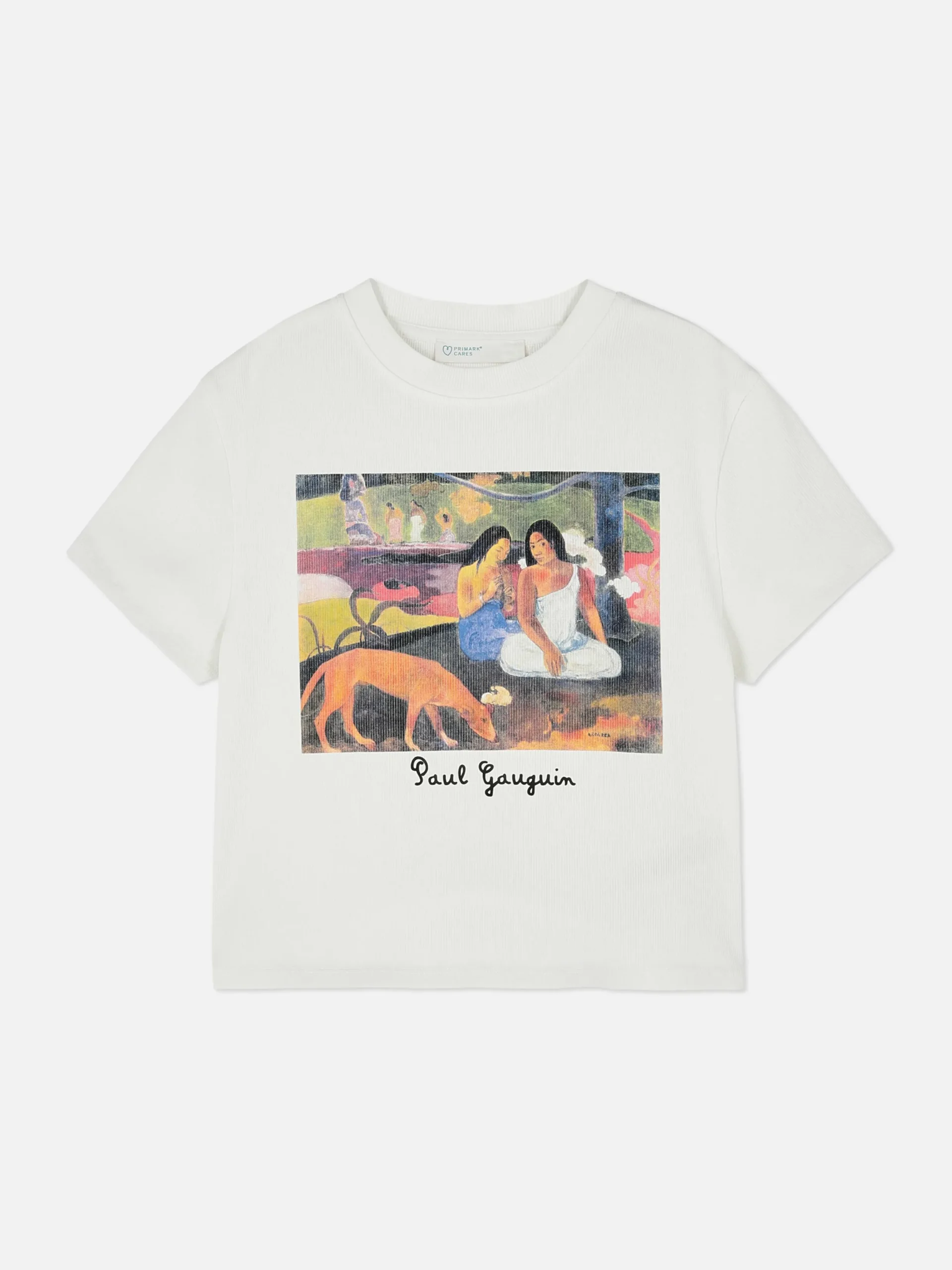 Grafik-T-Shirts Und -Sweatshirts|Tops Und T-Shirts|Primark Kurzes, Geripptes „Paul Gauguin“ T-Shirt Weiß