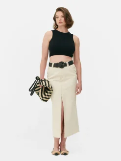 Tops Und T-Shirts|Primark Kurzes, Geripptes Tanktop Mit Rundhalsausschnitt Schwarz