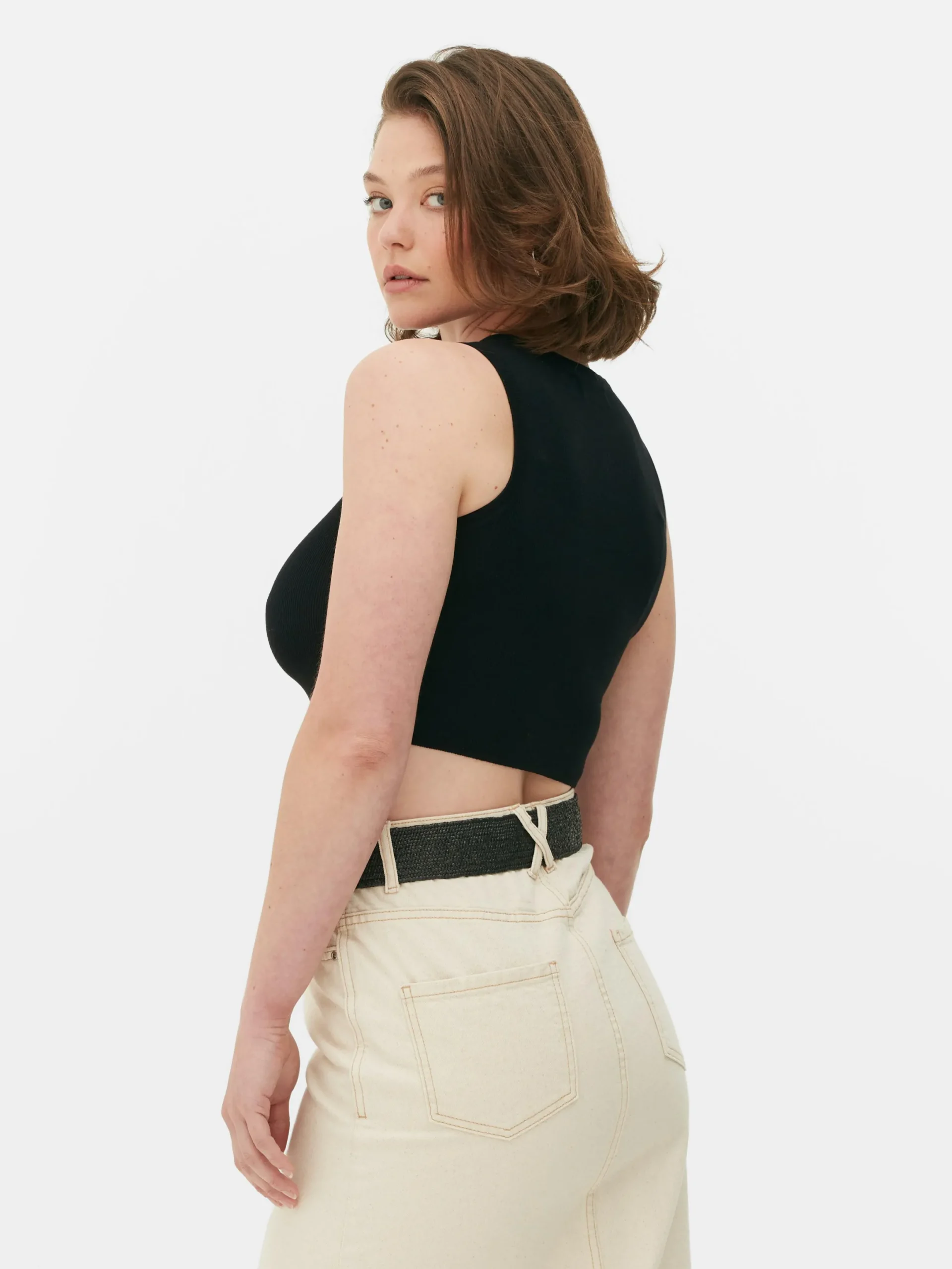 Tops Und T-Shirts|Primark Kurzes, Geripptes Tanktop Mit Rundhalsausschnitt Schwarz