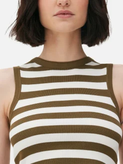 Tops Und T-Shirts|Primark Kurzes, Geripptes Tanktop Mit Rundhalsausschnitt Khakifarben
