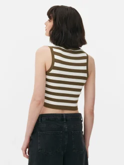 Tops Und T-Shirts|Primark Kurzes, Geripptes Tanktop Mit Rundhalsausschnitt Khakifarben