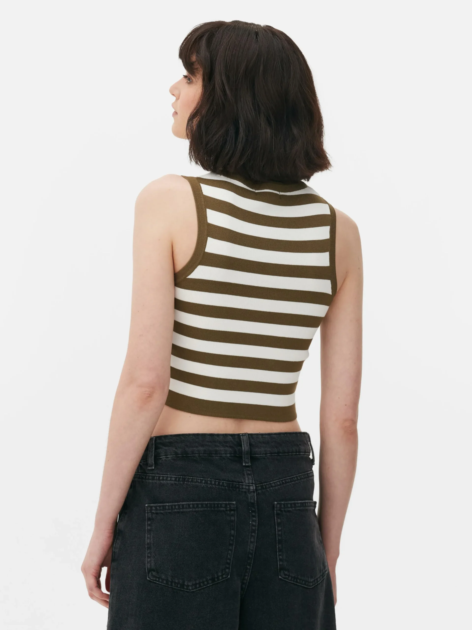 Tops Und T-Shirts|Primark Kurzes, Geripptes Tanktop Mit Rundhalsausschnitt Khakifarben
