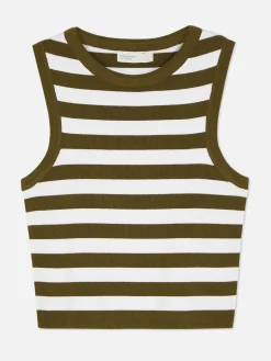 Tops Und T-Shirts|Primark Kurzes, Geripptes Tanktop Mit Rundhalsausschnitt Khakifarben