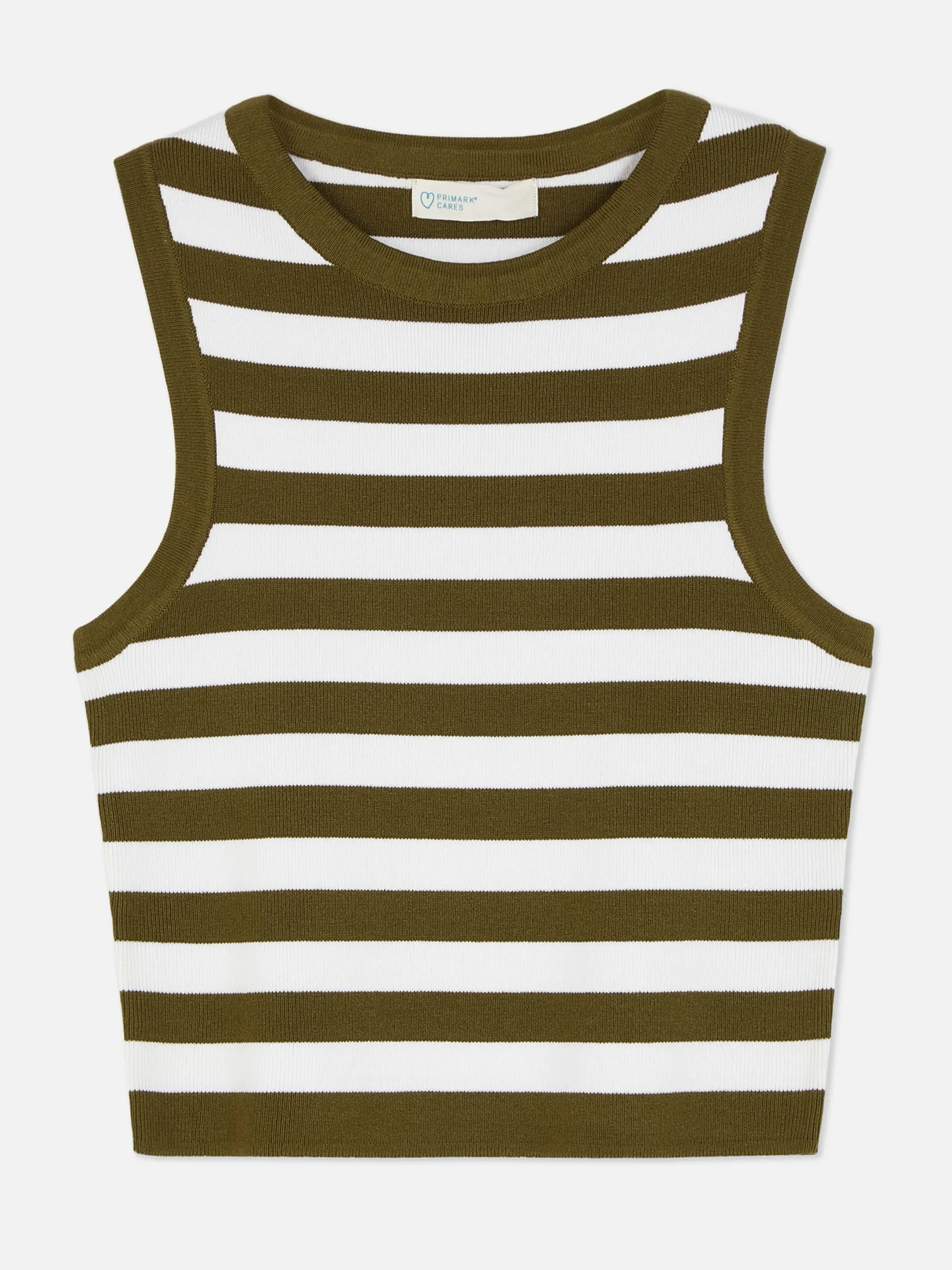 Tops Und T-Shirts|Primark Kurzes, Geripptes Tanktop Mit Rundhalsausschnitt Khakifarben