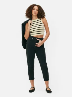 Tops Und T-Shirts|Primark Kurzes, Geripptes Tanktop Mit Rundhalsausschnitt Elfenbeinfarben