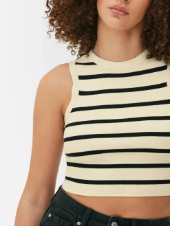 Tops Und T-Shirts|Primark Kurzes, Geripptes Tanktop Mit Rundhalsausschnitt Elfenbeinfarben