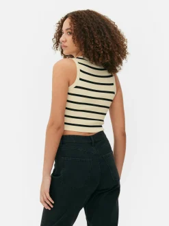 Tops Und T-Shirts|Primark Kurzes, Geripptes Tanktop Mit Rundhalsausschnitt Elfenbeinfarben