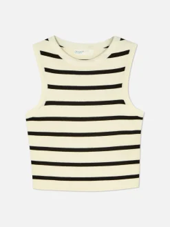 Tops Und T-Shirts|Primark Kurzes, Geripptes Tanktop Mit Rundhalsausschnitt Elfenbeinfarben
