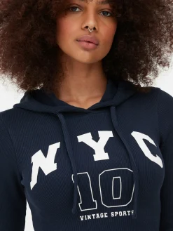 Tops Und T-Shirts|Primark Kurzes Top Mit Kapuze Und Grafik Marineblau