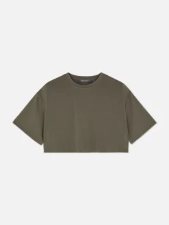 Tops Und T-Shirts|Primark Kurzes T-Shirt Mit Geradem Schnitt Khakifarben