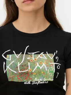 Tops Und T-Shirts|Primark Kurzes T-Shirt Von Gustav Klimt Schwarz