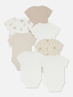 Bodys Und Westen|Primark Kurzärmelige Bodys Mit Lamm-Print, 7er-Pack Taupefarben