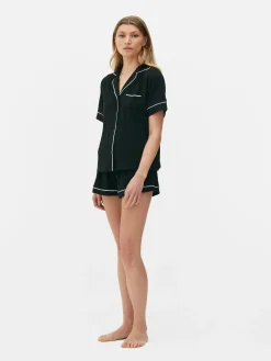 Schlafanzüge|Primark Kurzärmeliger Jersey-Schlafanzug Schwarz