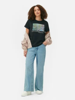 Tops Und T-Shirts|Primark Kurzärmeliges „Claude Monet“ T-Shirt Schwarz