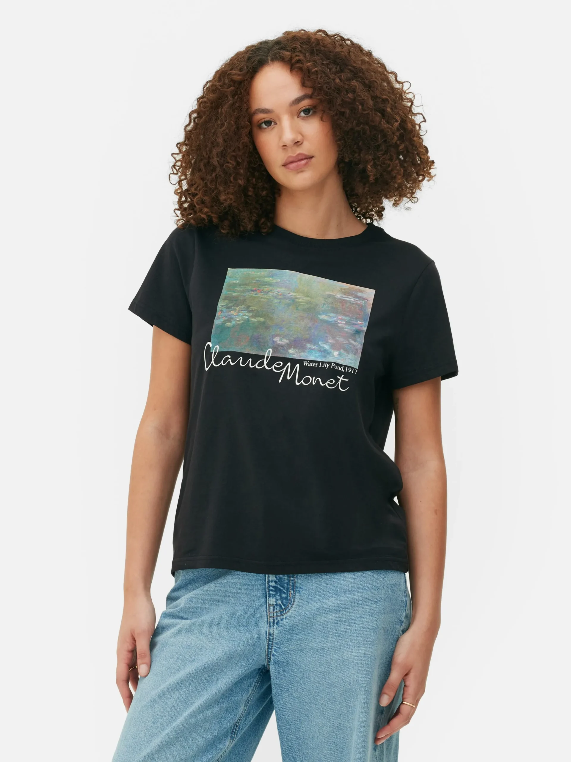 Tops Und T-Shirts|Primark Kurzärmeliges „Claude Monet“ T-Shirt Schwarz