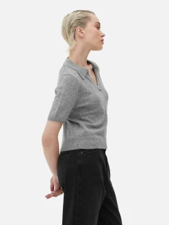 Pullover Und Cardigans|Primark Kurzärmeliges Feinstricktop Mit Kragen Grau
