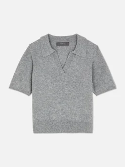Pullover Und Cardigans|Primark Kurzärmeliges Feinstricktop Mit Kragen Grau