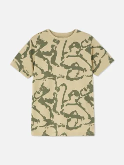 Tops Und T-Shirts|Primark Kurzärmeliges Grafik-T-Shirt Khakifarben
