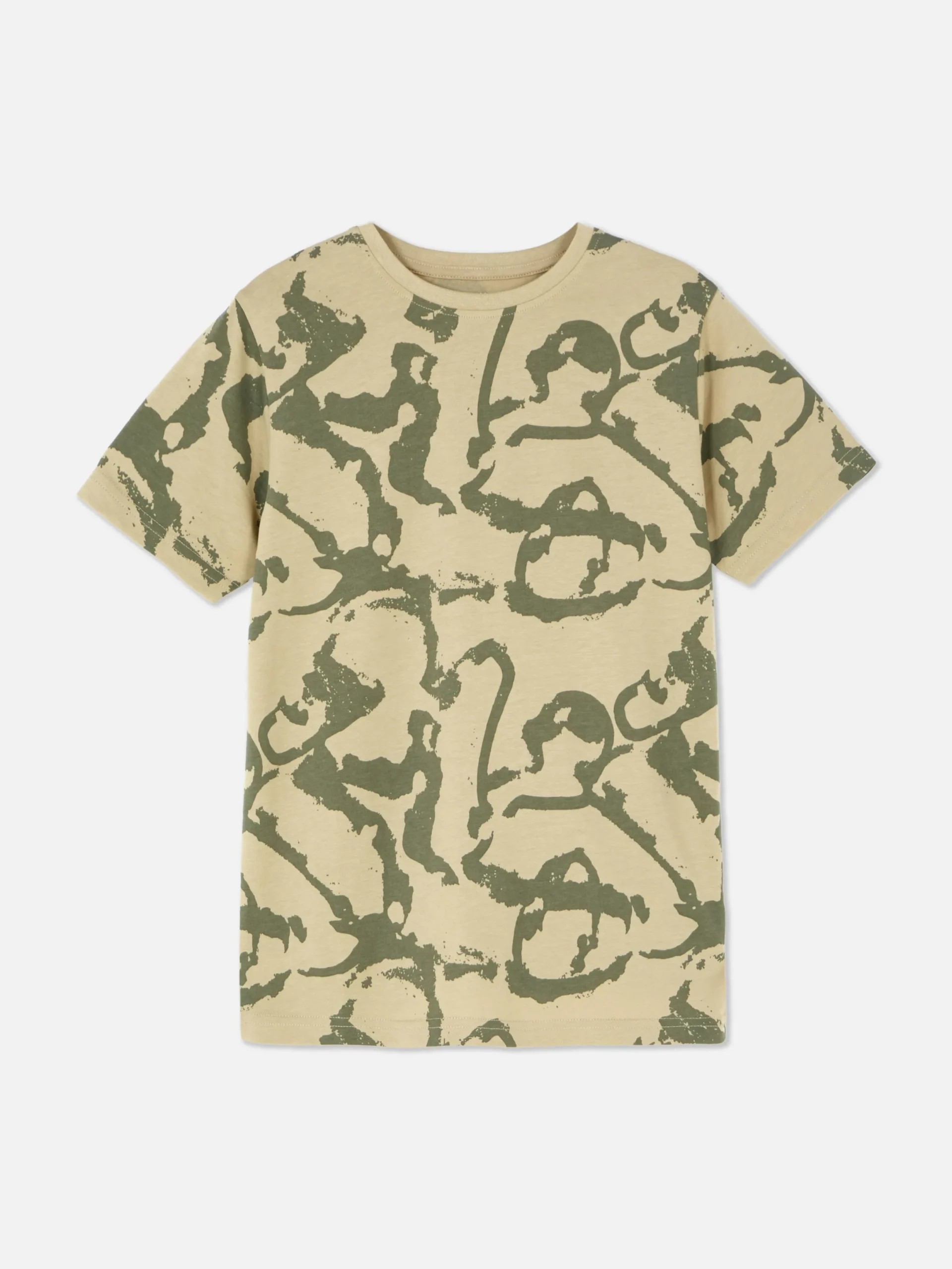 Tops Und T-Shirts|Primark Kurzärmeliges Grafik-T-Shirt Khakifarben