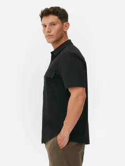 Hemden|Primark Kurzärmeliges „Kem“ Hemd Mit Geradem Schnitt Schwarz
