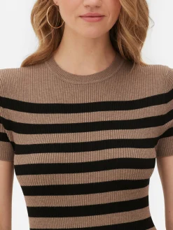 Kleider|Primark Kurzärmeliges Midi-Pulloverkleid Hellbeige