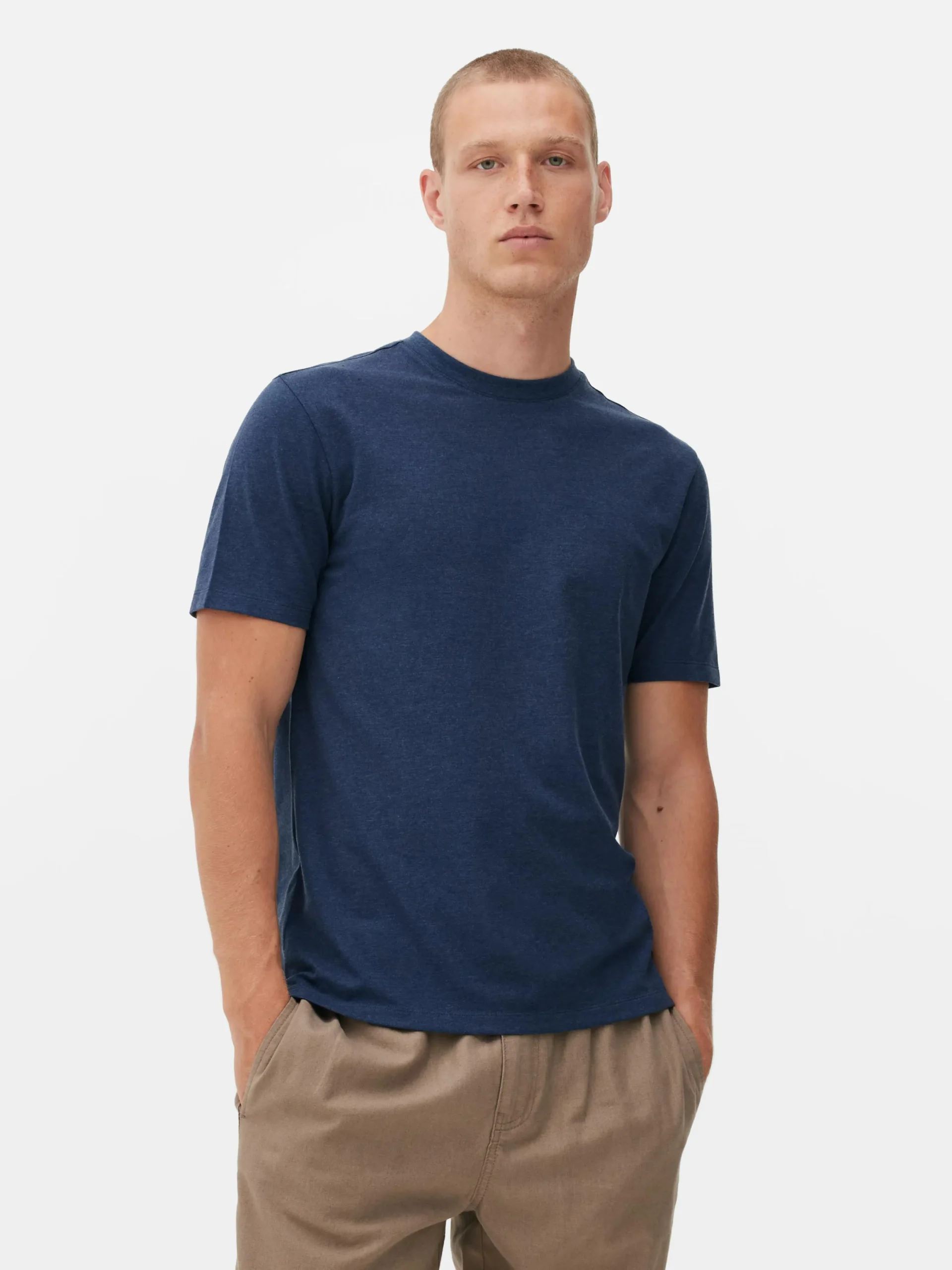Tops Und T-Shirts|Primark Kurzärmeliges Slim-Fit-T-Shirt Marineblau