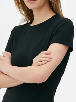 Tops Und T-Shirts|Primark Kurzärmeliges Stretch-T-Shirt Schwarz