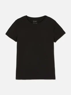 Tops Und T-Shirts|Primark Kurzärmeliges Stretch-T-Shirt Schwarz