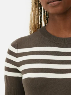 Tops Und T-Shirts|Primark Kurzärmeliges Strick-T-Shirt Braun