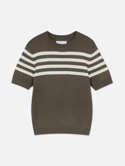 Tops Und T-Shirts|Primark Kurzärmeliges Strick-T-Shirt Braun