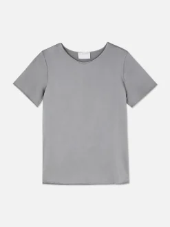 Tops Und T-Shirts|Primark Kurzärmeliges „The Edit“ T-Shirt Aus Satin Hellgrau