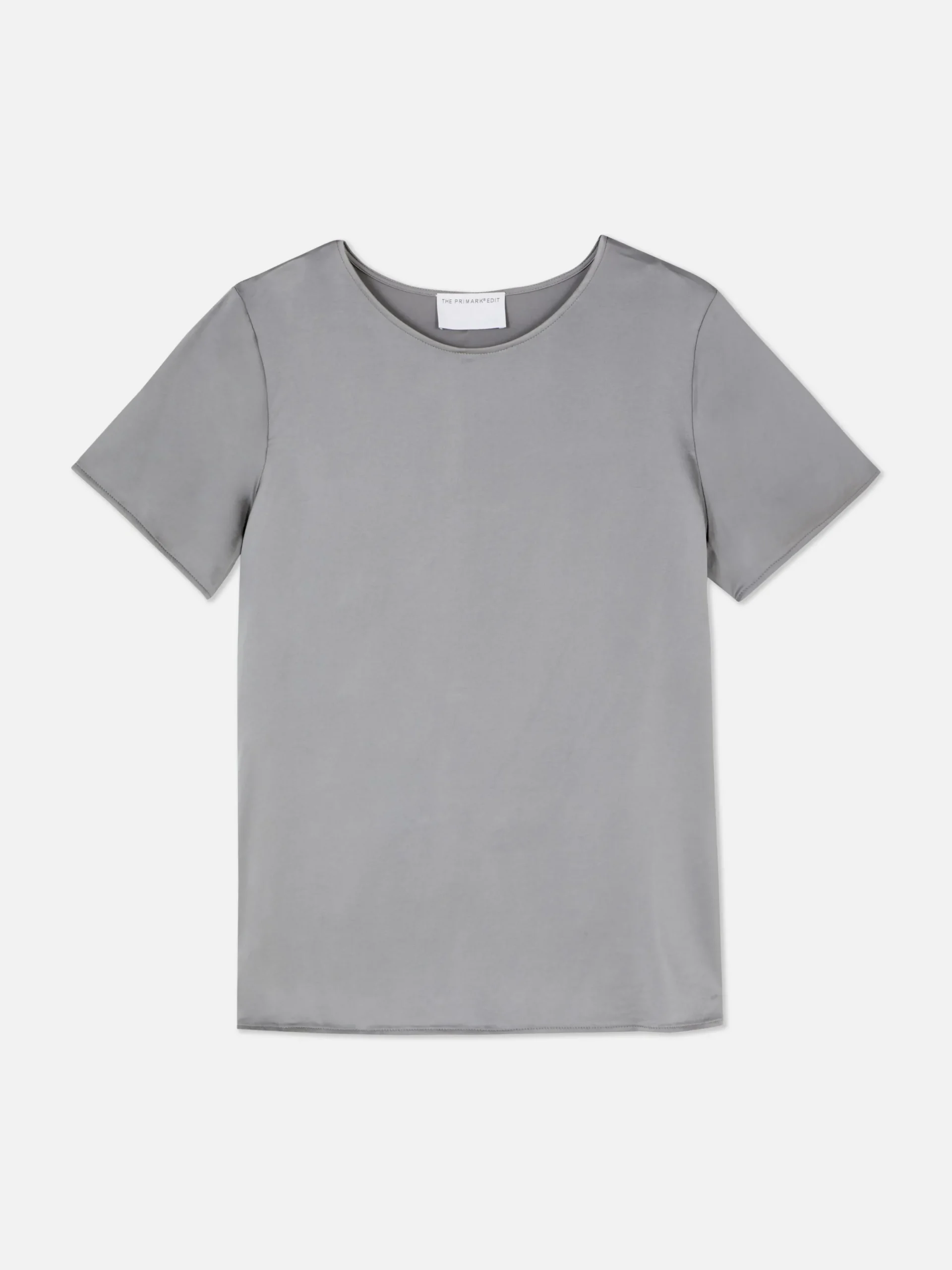 Tops Und T-Shirts|Primark Kurzärmeliges „The Edit“ T-Shirt Aus Satin Hellgrau
