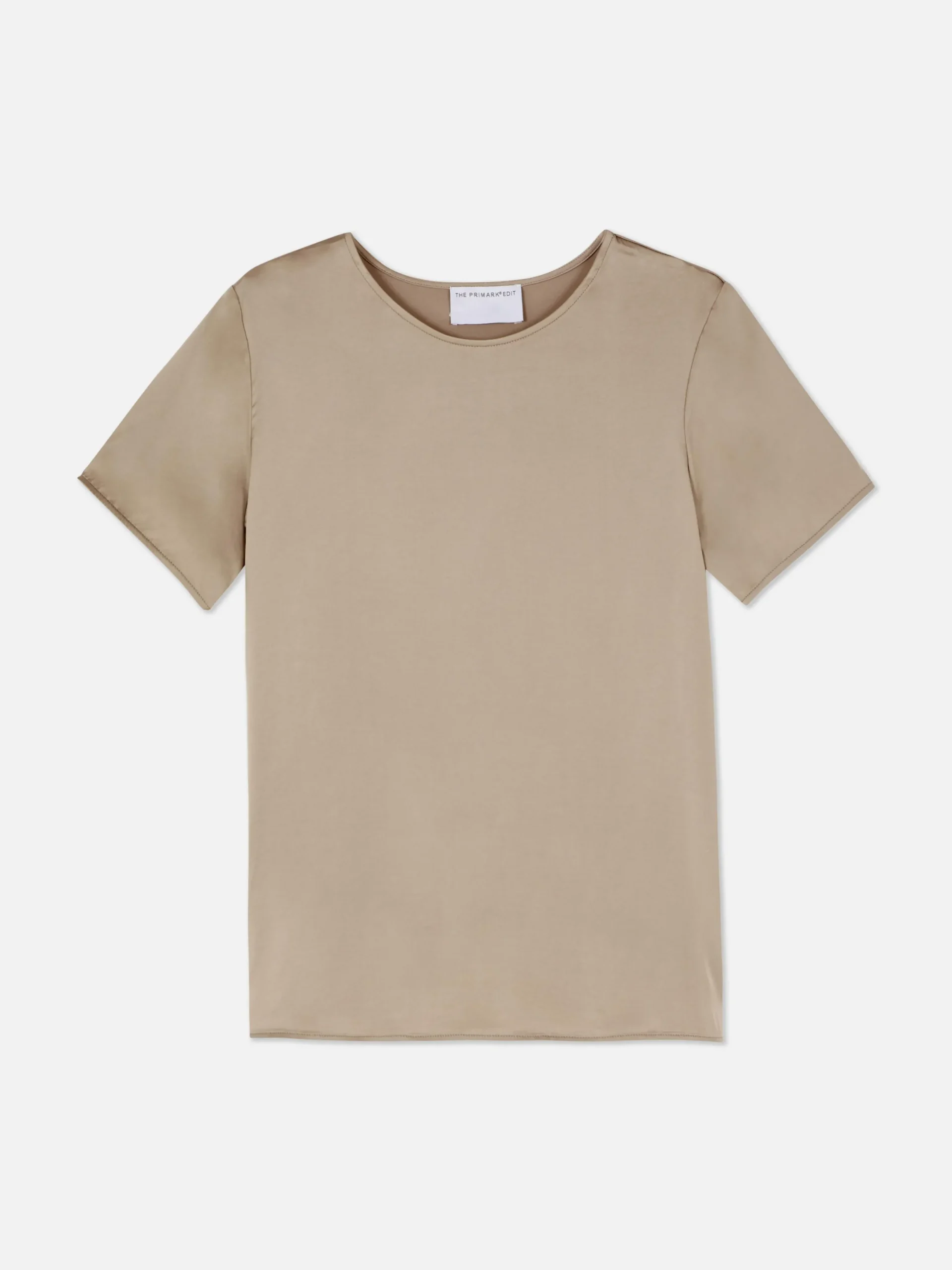 Tops Und T-Shirts|Primark Kurzärmeliges „The Edit“ T-Shirt Aus Satin Taupefarben