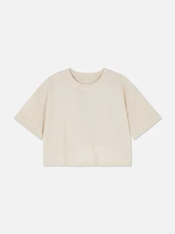 Tops Und T-Shirts|Primark Kurzärmeliges T-Shirt Mit Rundhalsausschnitt Steinfarben