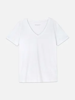 Tops Und T-Shirts|Primark Kurzärmeliges T-Shirt Mit V-Ausschnitt Weiß