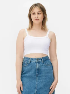 Tops Und T-Shirts|Primark Kurz-Top Mit Rippenstruktur Weiß