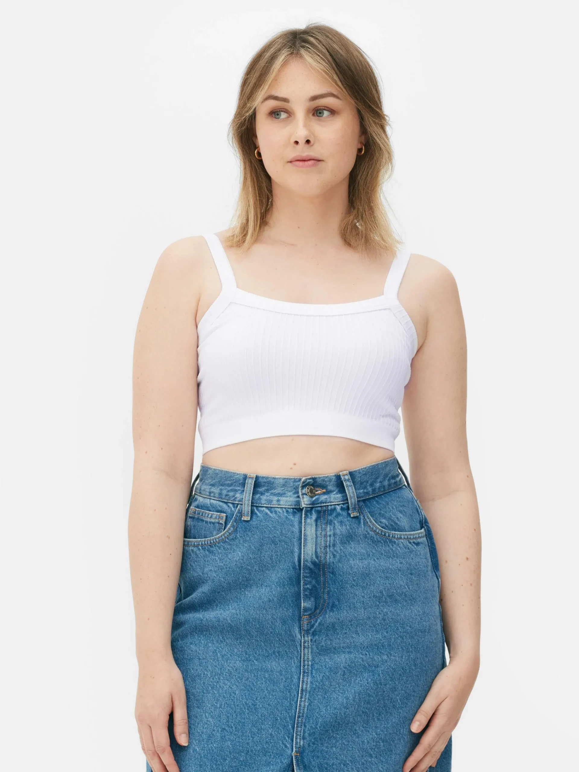 Tops Und T-Shirts|Primark Kurz-Top Mit Rippenstruktur Weiß
