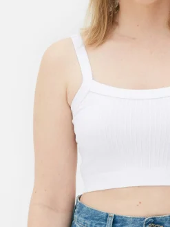 Tops Und T-Shirts|Primark Kurz-Top Mit Rippenstruktur Weiß