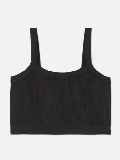 Tops Und T-Shirts|Primark Kurz-Top Mit Rippenstruktur Schwarz