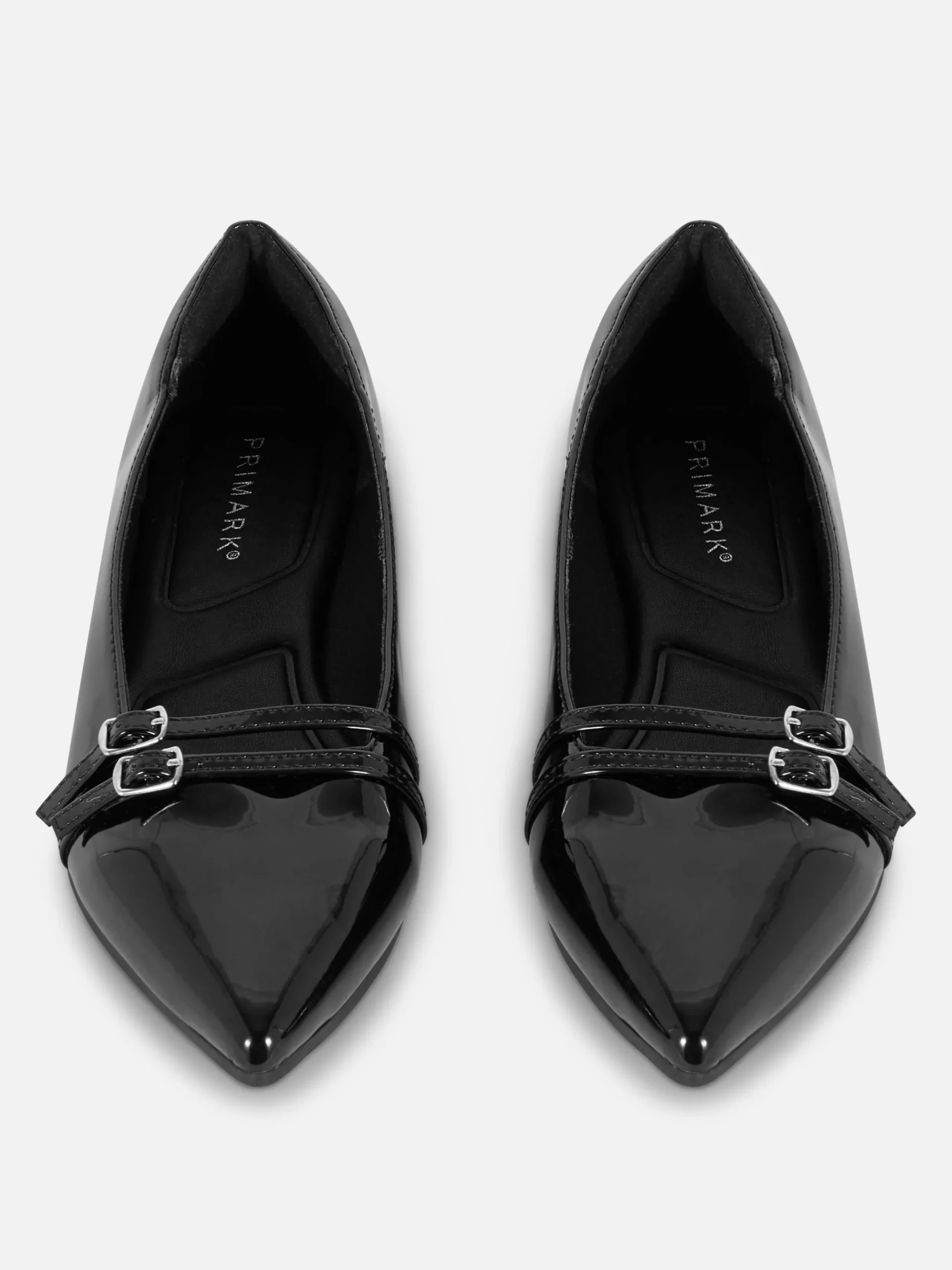 Flache Schuhe|Primark Lack-Ballerinas Mit Spitzer Zehenpartie Schwarz
