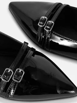 Flache Schuhe|Primark Lack-Ballerinas Mit Spitzer Zehenpartie Schwarz