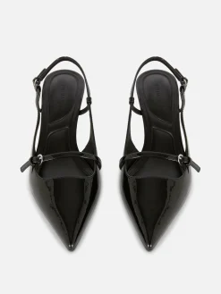 Gothic-Kleidung|Heels|Primark Lackleder-Heels Mit Schnalle Schwarz