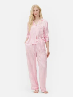 Schlafanzüge|Primark Langarm-Schlafanzug Aus Satin Rosa