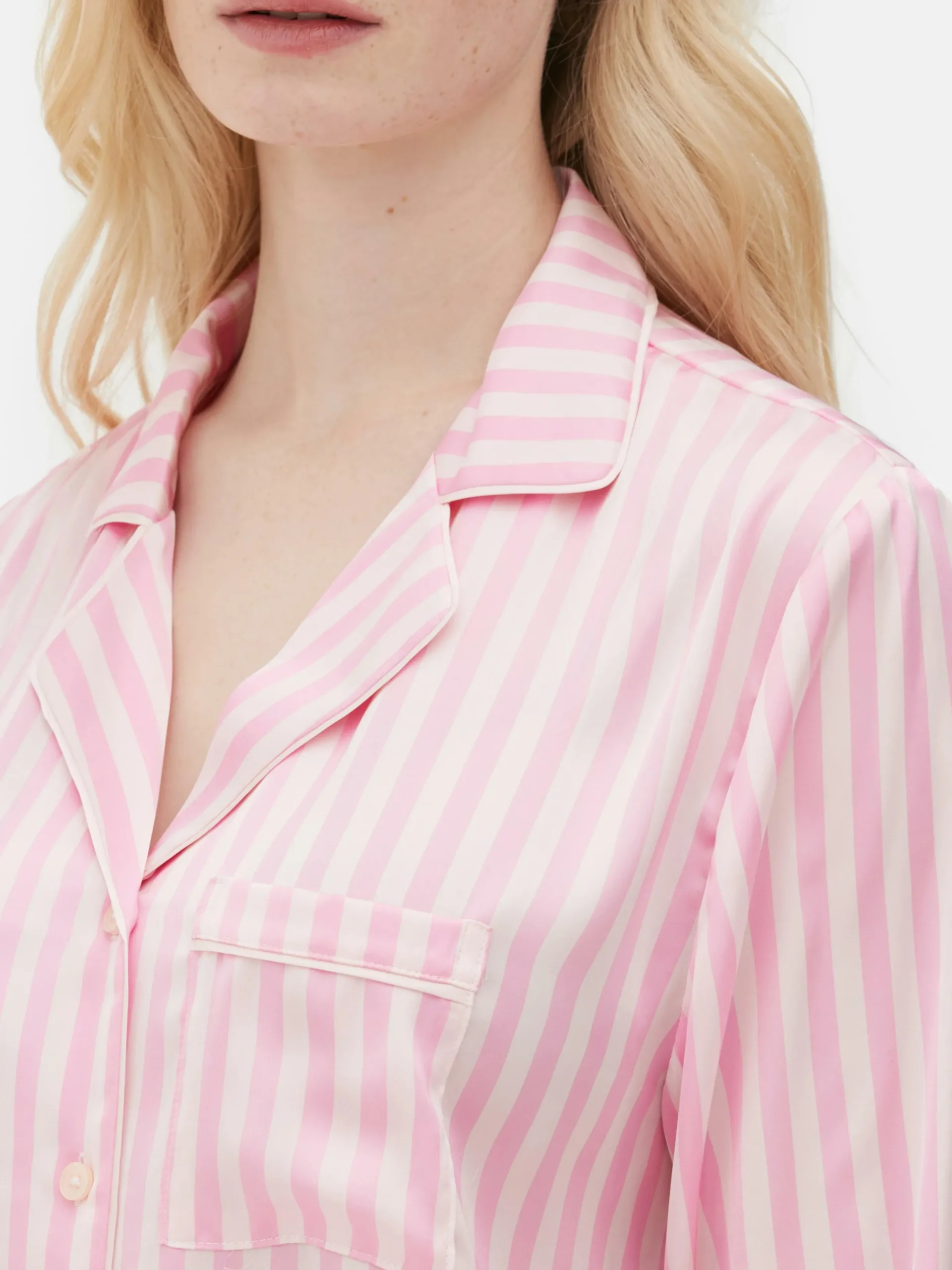 Schlafanzüge|Primark Langarm-Schlafanzug Aus Satin Rosa